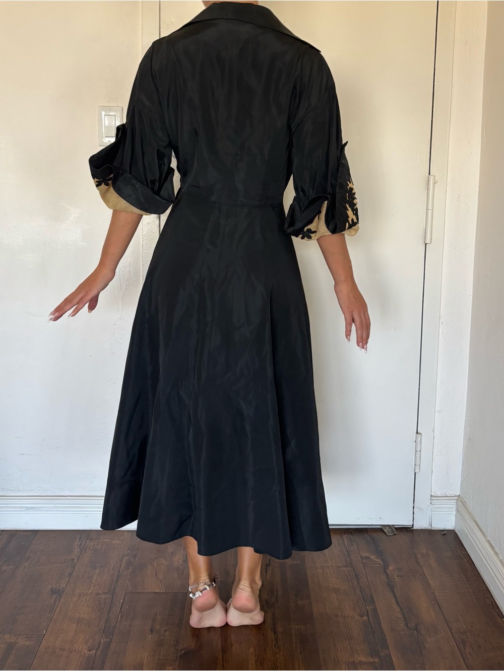 1950s Taffeta Shirt Dress - Picture 3 of 4
